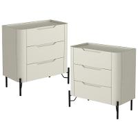 Kit 02 Mesas De Cabeceira Orgânica 3 Gavetas Pés Industrial Preto Bliss I03 Luna - Lyam Decor - 1