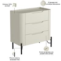 Kit 02 Mesas De Cabeceira Orgânica 3 Gavetas Pés Industrial Preto Bliss I03 Luna - Lyam Decor - 2