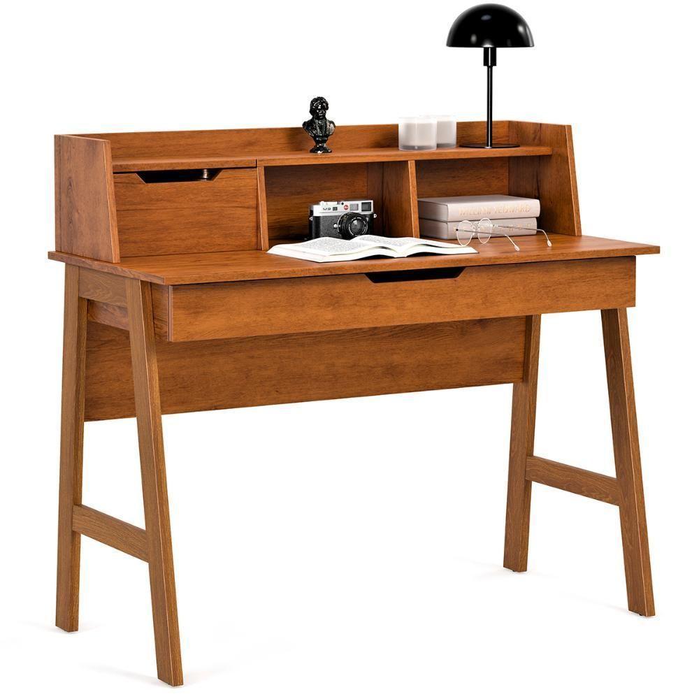 Escrivaninha Parma Ii Escritorio 1 Gaveta Pés Madeira Maciça Freijo Freijo - 1