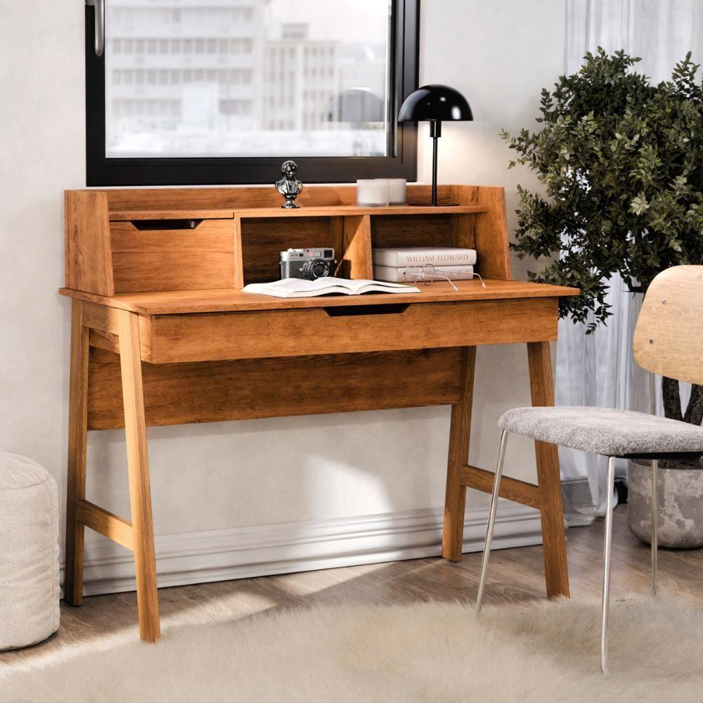 Escrivaninha Parma Ii Escritorio 1 Gaveta Pés Madeira Maciça Freijo Freijo - 2