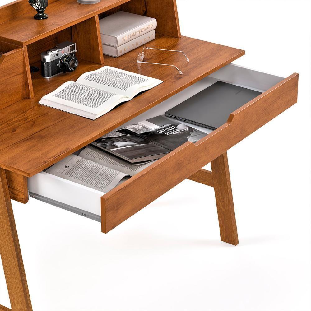 Escrivaninha Parma Ii Escritorio 1 Gaveta Pés Madeira Maciça Freijo Freijo - 6