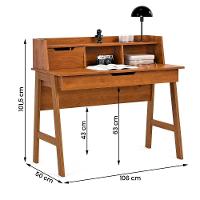 Escrivaninha Parma Ii Escritorio 1 Gaveta Pés Madeira Maciça Freijo Freijo