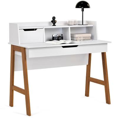 Escrivaninha Parma Ii Escritorio 1 Gaveta Pés Madeira Maciça Branco Branco