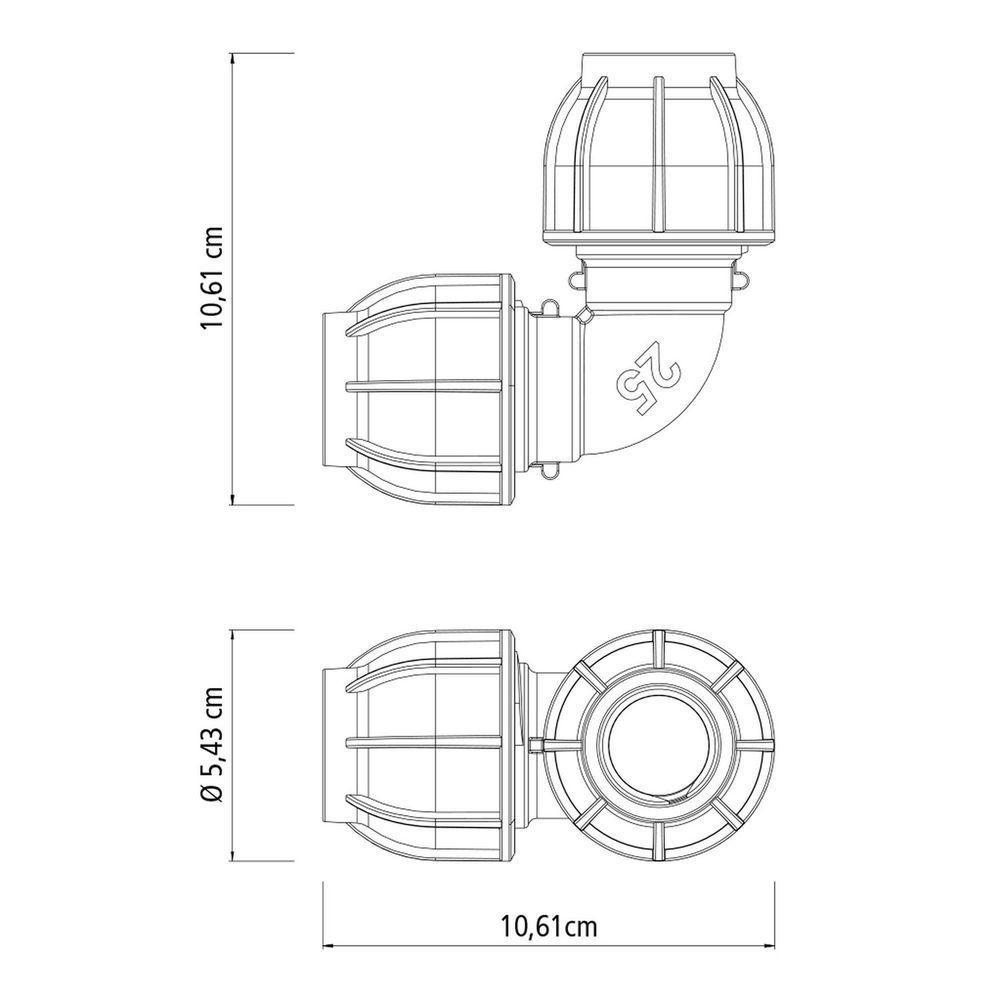 Cotovelo 90º De Compressão 25 Mm Tramontina Para Mangueiras De Pead Tramontina - 3