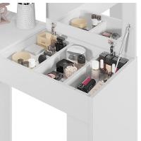 Escrivaninha De Canto Com Penteadeira Jade Com Tampa Basculante Nicho Organizador Espelho - Branco Fosco - 2