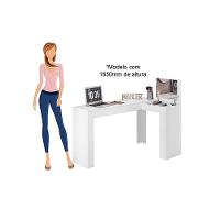 Escrivaninha De Canto Com Penteadeira Jade Com Tampa Basculante Nicho Organizador Espelho - Branco Fosco - 7