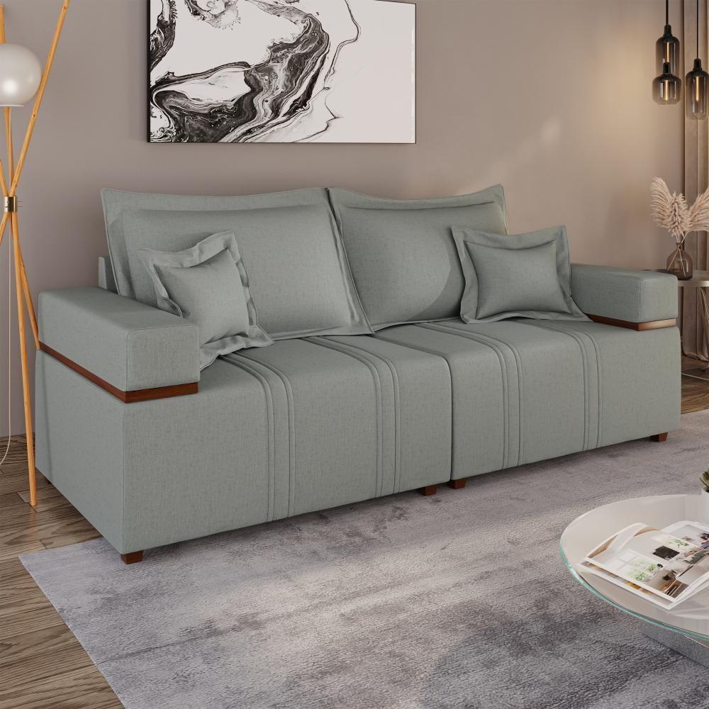 Sofá Living Verona 3 Lugares 2,00m Cinza - 10