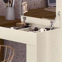 Escrivaninha De Canto Com Penteadeira Jade Com Nicho Espelho Porta Basculante ? Design Moderno - Freijo - Off White