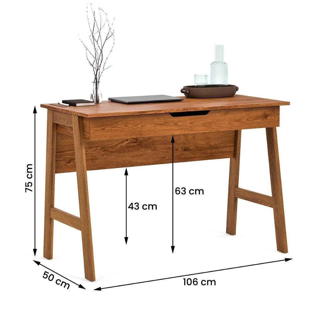 Escrivaninha Parma Escritorio 1 Gaveta Pés Madeira Maciça Freijo Freijo - 4