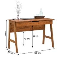 Escrivaninha Parma Escritorio 1 Gaveta Pés Madeira Maciça Freijo Freijo - 4