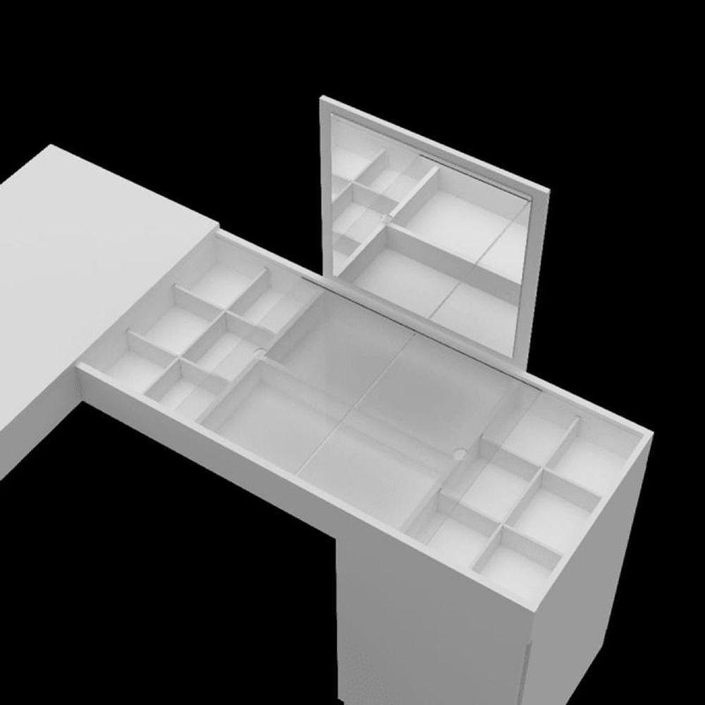 Escrivaninha Penteadeira Canto Star Com Porta Esolho E Colmeia ? Design Moderno - Branco Fosco - 2