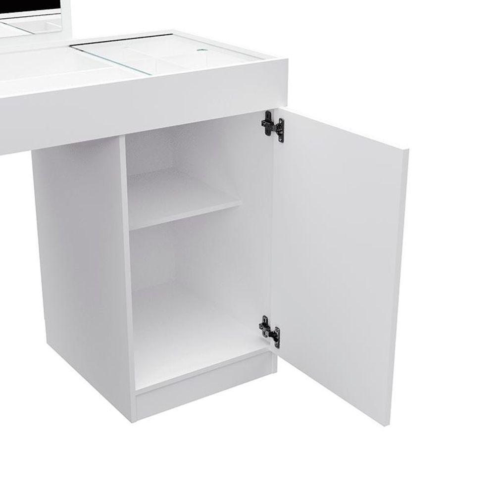 Escrivaninha Penteadeira Canto Star Com Porta Esolho E Colmeia ? Design Moderno - Branco Fosco - 3