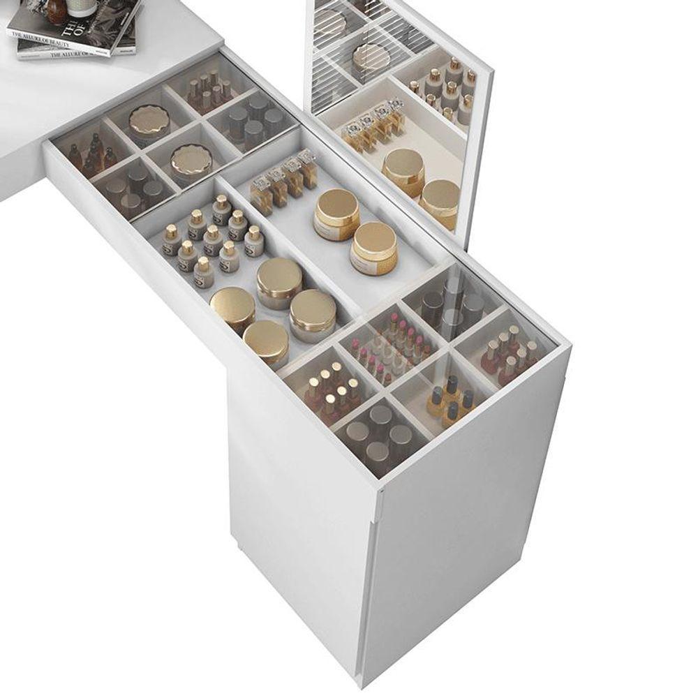 Escrivaninha Penteadeira Canto Star Com Porta Esolho E Colmeia ? Design Moderno - Branco Fosco - 6