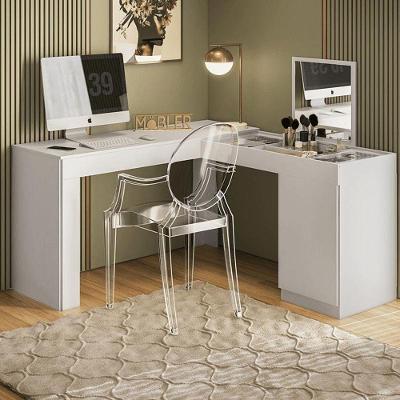 Escrivaninha Penteadeira Canto Star Com Porta Esolho E Colmeia ? Design Moderno - Branco Fosco