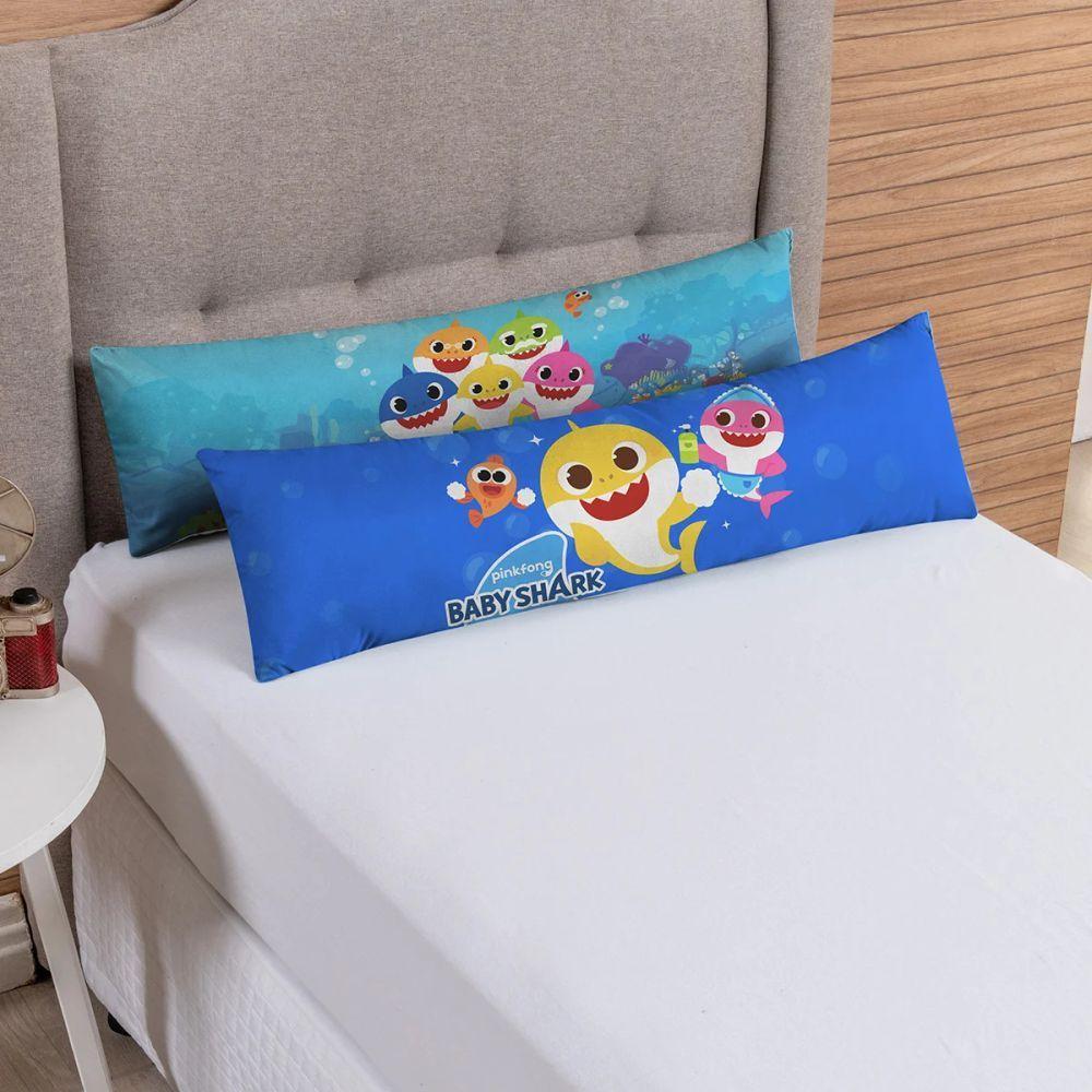 Travesseiro De Corpo Infantil 75cm X 20cm Kit 02 Peças Shark - 1