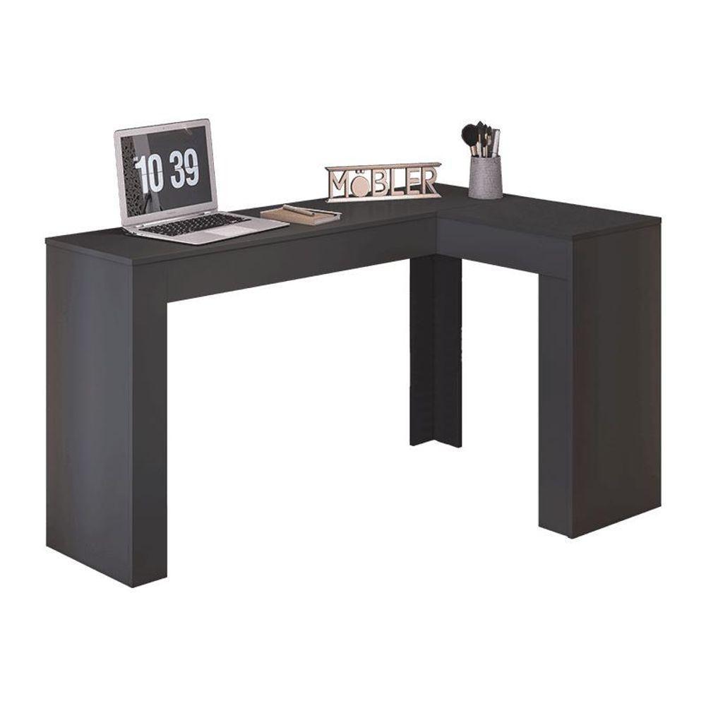 Escrivaninha De Canto Com Penteadeira Jade Com Nicho Organizador Esplho E Tampa Basculante 1,49m- Preto Fosco - 5