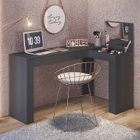 Escrivaninha De Canto Com Penteadeira Jade Com Nicho Organizador Esplho E Tampa Basculante 1,49m- Preto Fosco - 1