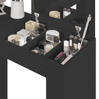 Escrivaninha De Canto Com Penteadeira Jade Com Nicho Organizador Esplho E Tampa Basculante 1,49m- Preto Fosco - 2