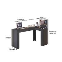 Escrivaninha De Canto Com Penteadeira Jade Com Nicho Organizador Esplho E Tampa Basculante 1,49m- Preto Fosco