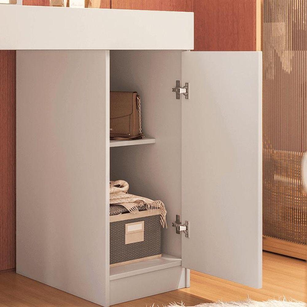 Escrivaninha Penteadeira Love Com Vidro De Correr Espelho Prateleira ? Design Moderno - Branco Fosco - 2