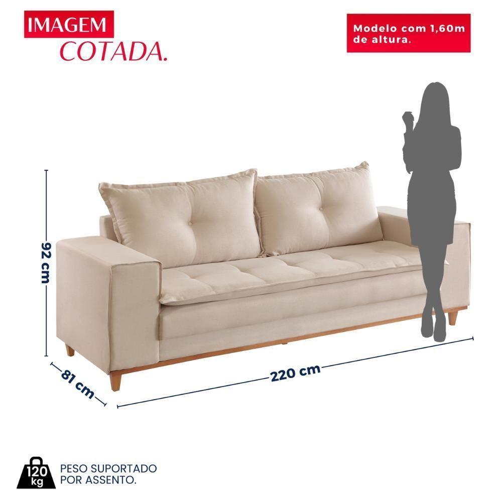 Sofá Living Verona 3 Lugares 2,00m Bege - 2