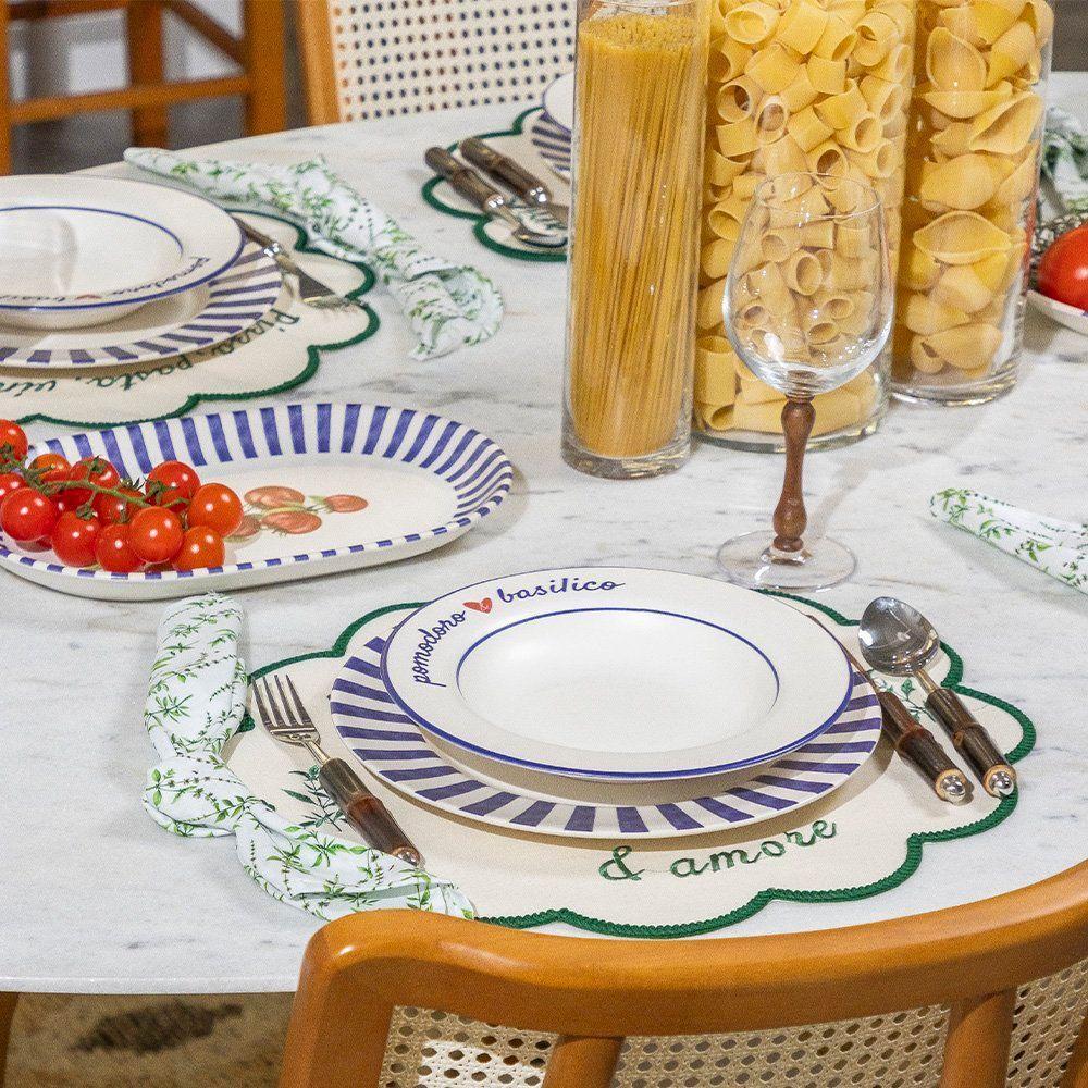 Travessa Copa E Cia Aquarelle Pomodoro E Basílico Em Cerâmica Listras - 2