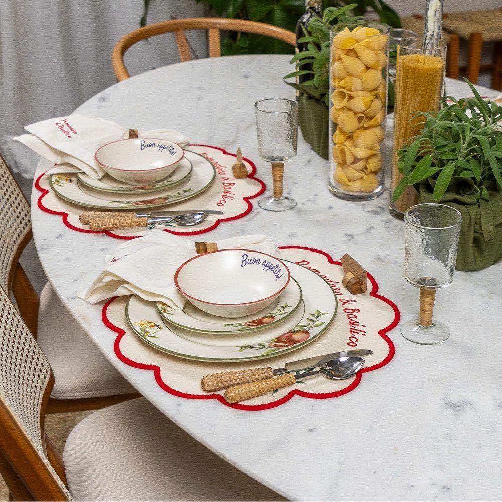 Prato Raso Copa E Cia Aquarelle Em Cerâmica Pomodoro E Basílico - 2