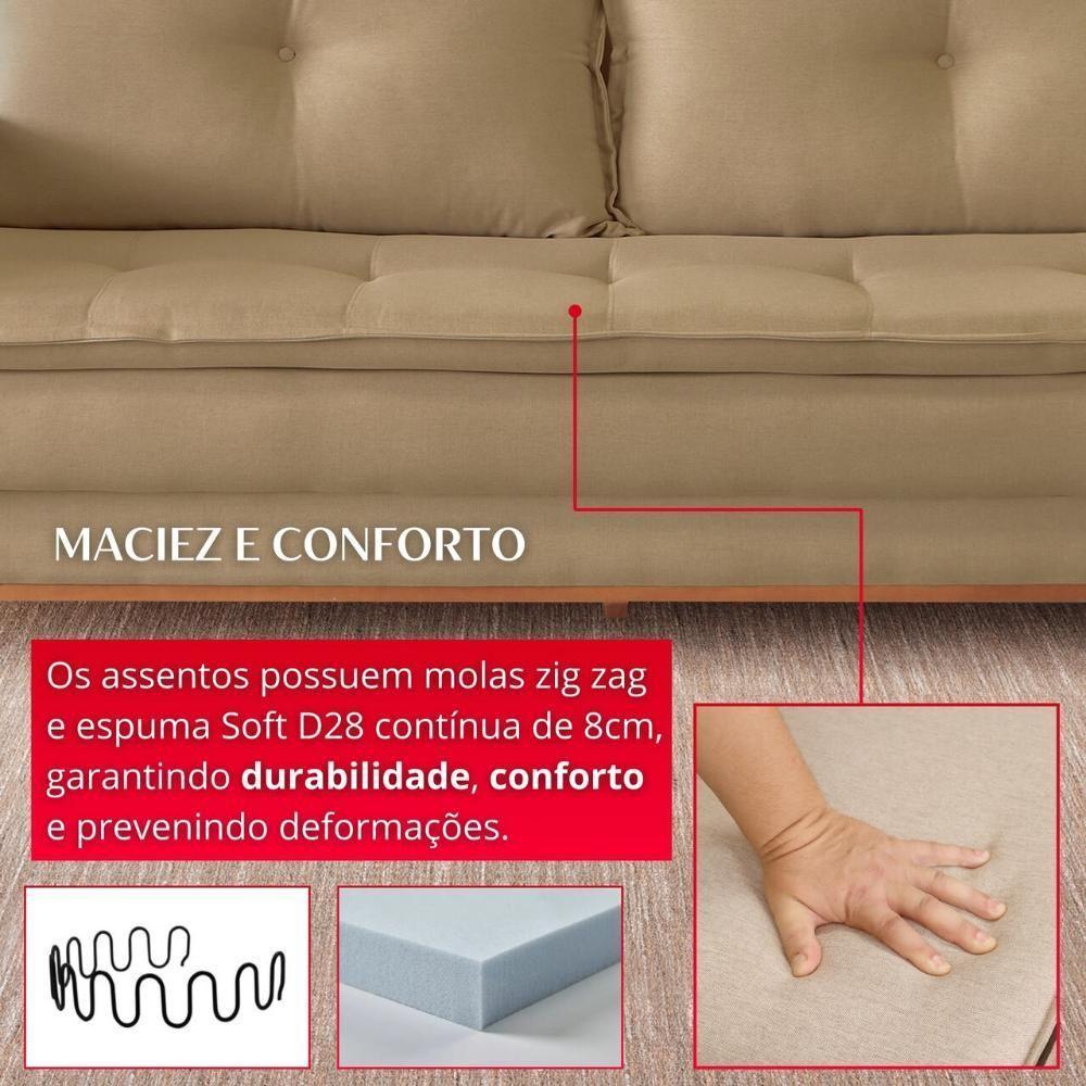 Sofá Living Verona 3 Lugares 2,00m Castor - 6