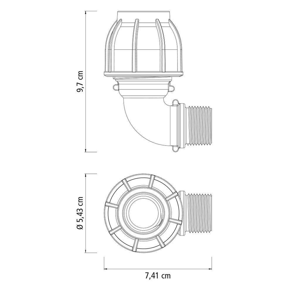 Cotovelo 90º De Compressão Rosca Macho 25 Mm X 3-4 Tramontina Para Mangueiras De Pead Tramontina - 3