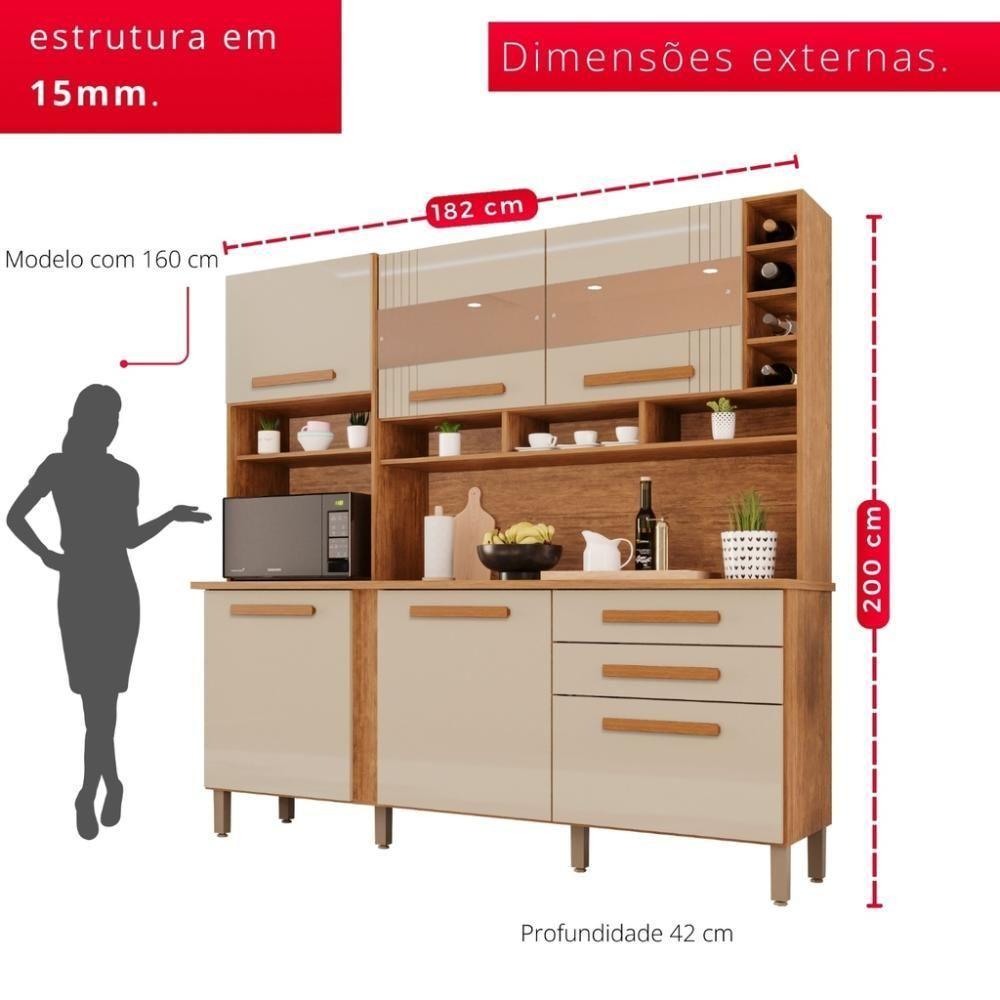 Cozinha 6 Portas 2 Gavetas ágata Com Espelho - Tudo De Móveis Branco Neve - 3