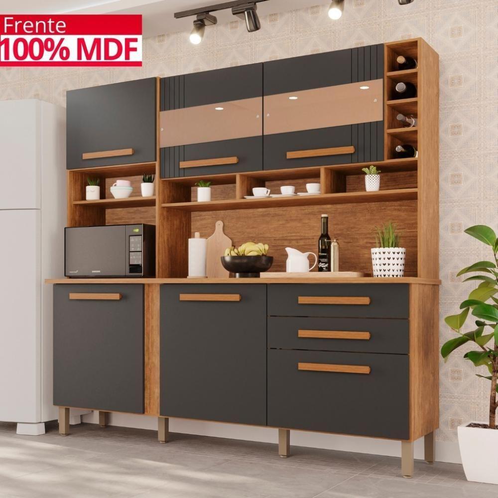 Cozinha 6 Portas 2 Gavetas ágata Com Espelho - Tudo De Móveis Branco Neve - 6