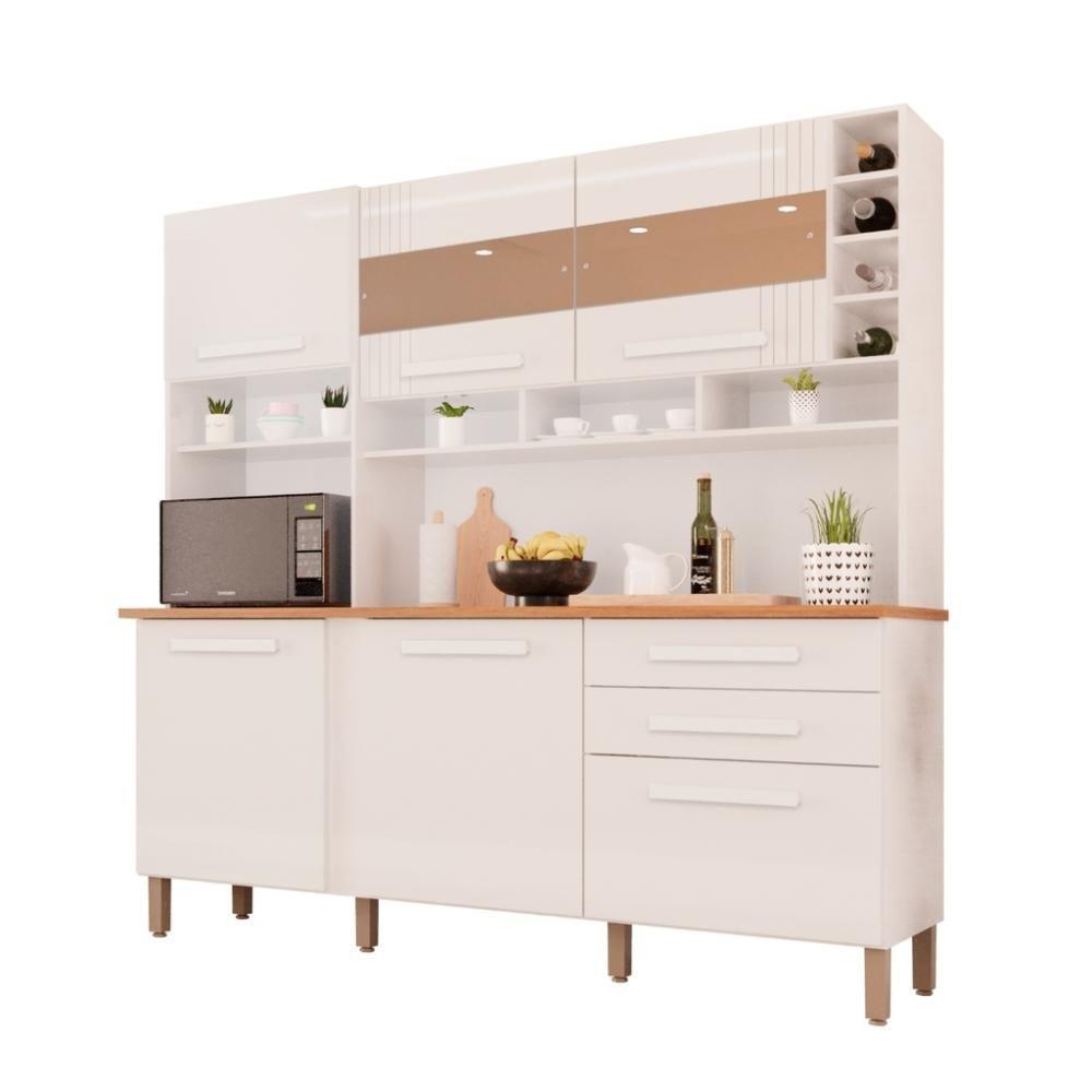 Cozinha 6 Portas 2 Gavetas ágata Com Espelho - Tudo De Móveis Branco Neve - 8