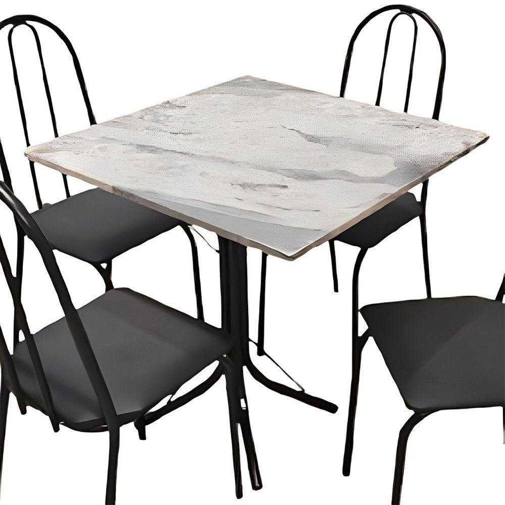 Conjunto Mesa Nevada 75x75cm Com 4 Lugares Tubo Preto Moura Preto - 2
