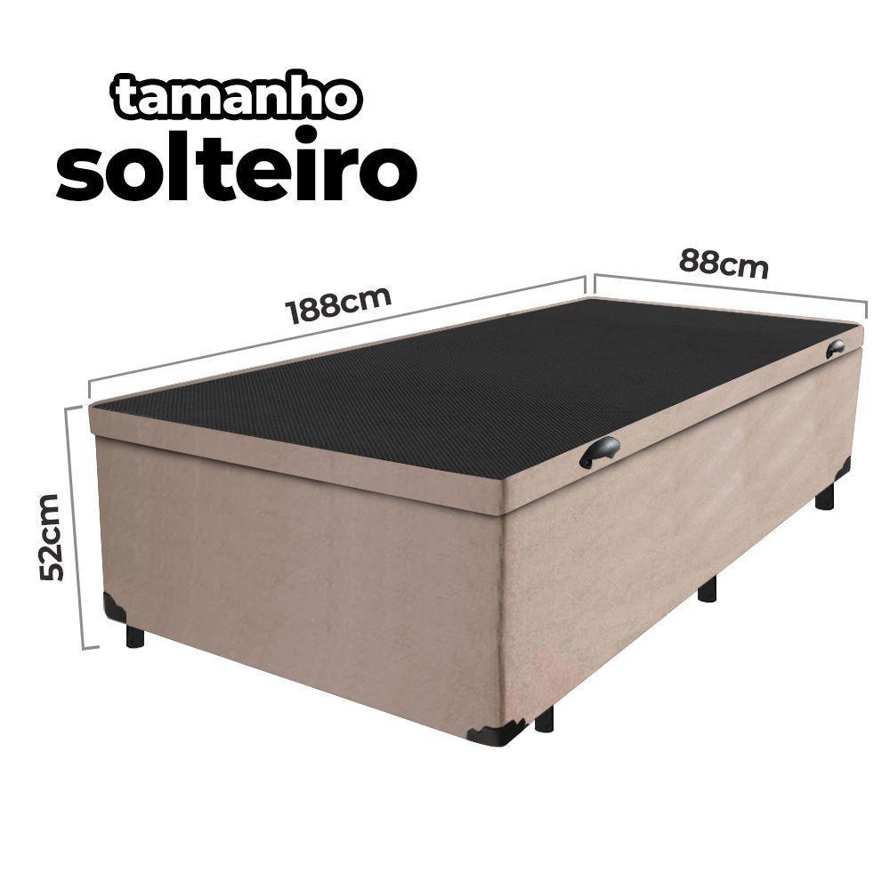 Cama Box Baú Solteiro 88x188x41cm + 1 Travesseiro Fl - Colchomax Bege Suede - 2