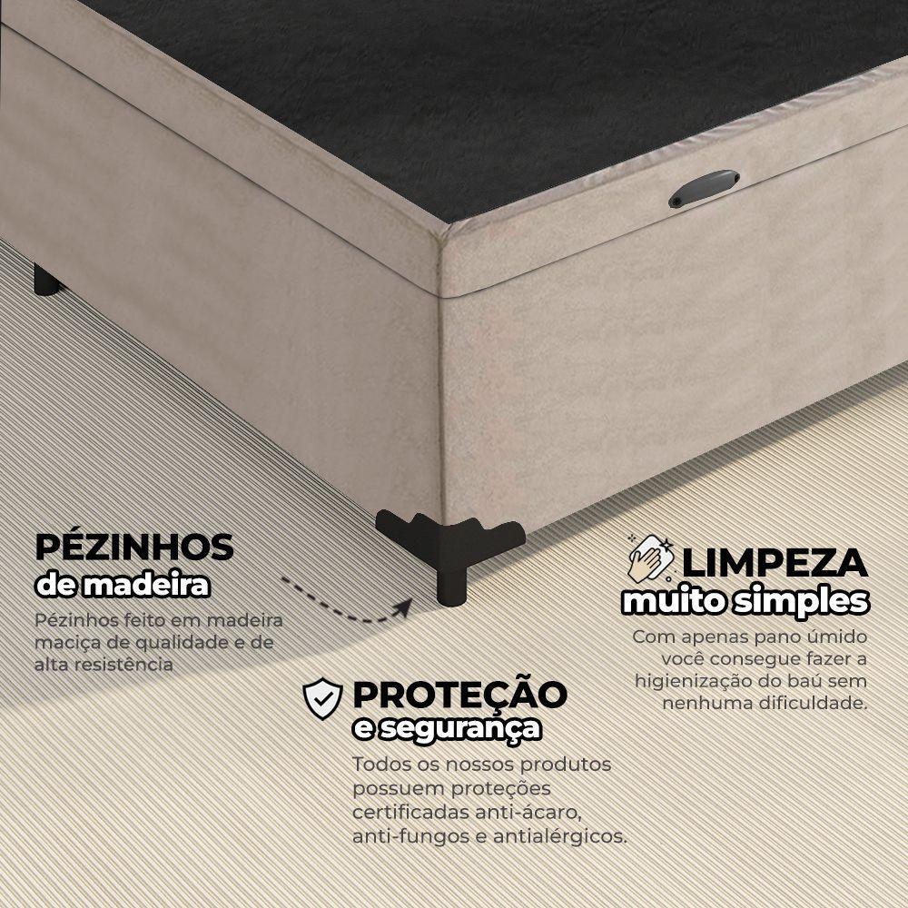 Cama Box Baú Solteiro 88x188x41cm + 1 Travesseiro Fl - Colchomax Bege Suede - 6