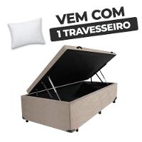 Cama Box Baú Solteiro 88x188x41cm + 1 Travesseiro Fl - Colchomax Bege Suede - 5