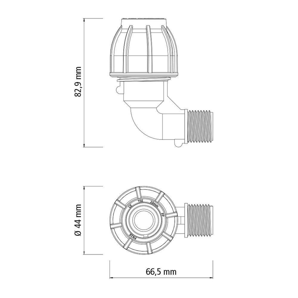 Cotovelo 90º De Compressão Rosca Macho 20 Mm X 1-2 Tramontina Para Mangueiras De Pead Tramontina - 2