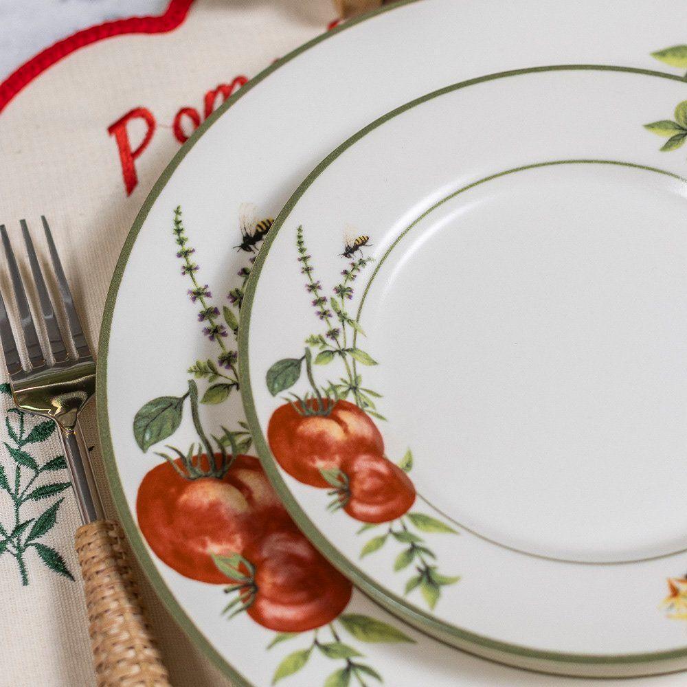 Prato De Sobremesa Copa E Cia Aquarelle Em Cerâmica Pomodoro E Basílico - 3