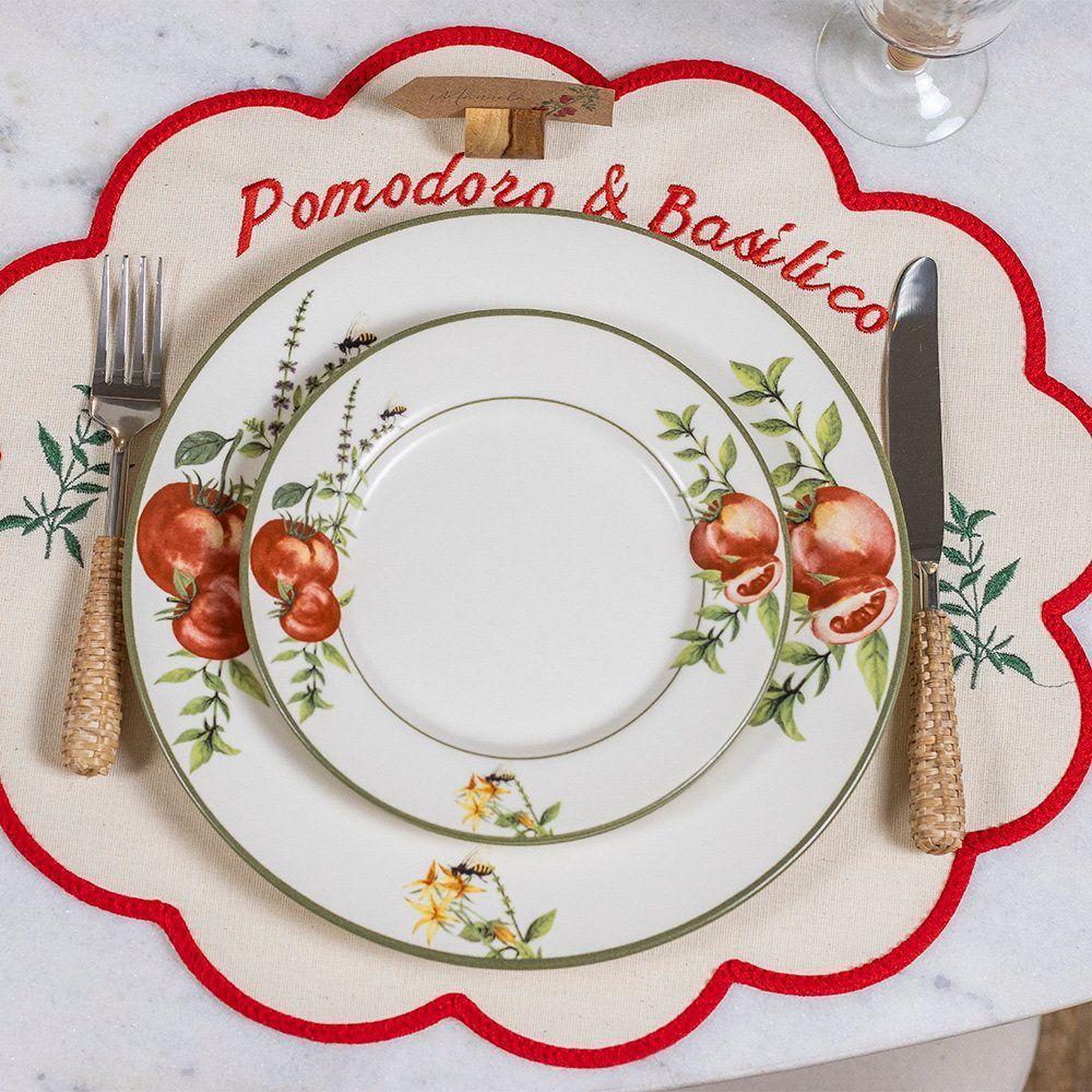 Prato De Sobremesa Copa E Cia Aquarelle Em Cerâmica Pomodoro E Basílico - 4