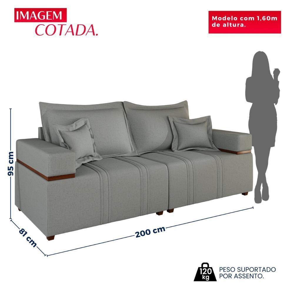 Sofá Na Caixa Bellagio 2 Lugares 2,00m Cinza - 3