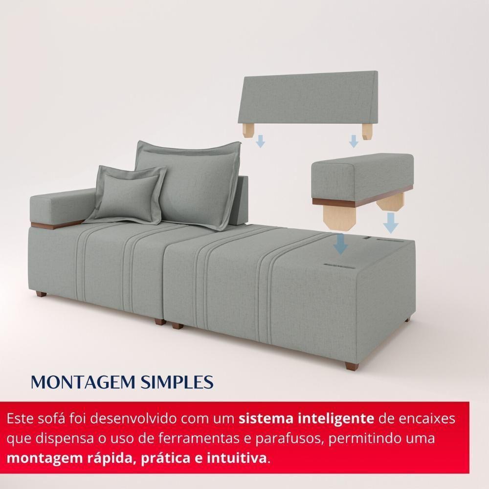 Sofá Na Caixa Bellagio 2 Lugares 2,00m Cinza - 4