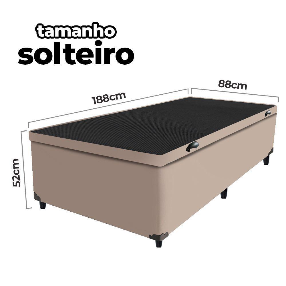 Cama Box Baú Solteiro 88x188x41cm + 1 Travesseiro Fl - Colchomax Bege Sintético - 2