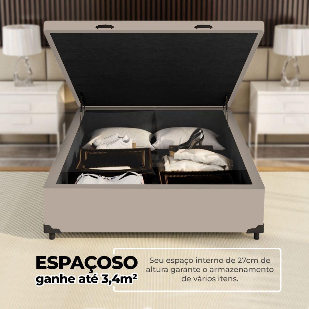 Cama Box Baú Solteiro 88x188x41cm + 1 Travesseiro Fl - Colchomax Bege Sintético - 4