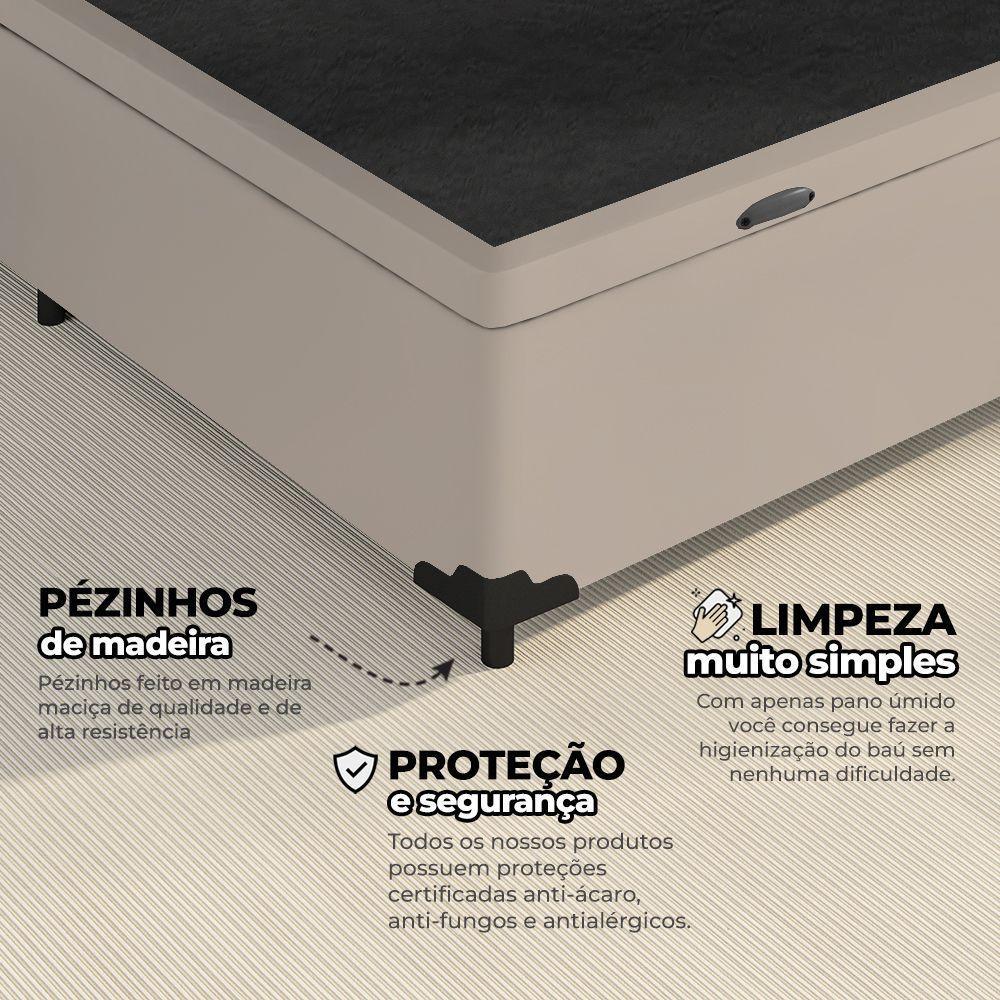 Cama Box Baú Solteiro 88x188x41cm + 1 Travesseiro Fl - Colchomax Bege Sintético - 5