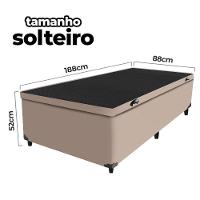 Cama Box Baú Solteiro 88x188x41cm + 1 Travesseiro Fl - Colchomax Bege Sintético - 2