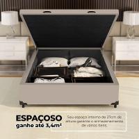 Cama Box Baú Solteiro 88x188x41cm + 1 Travesseiro Fl - Colchomax Bege Sintético