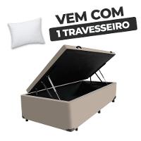 Cama Box Baú Solteiro 88x188x41cm + 1 Travesseiro Fl - Colchomax Bege Sintético - 6