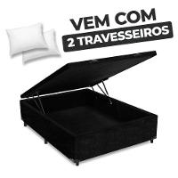Cama Box Baú Casal 138x188x41cm + 2 Travesseiros Fl - Colchomax Preto Suede - 6