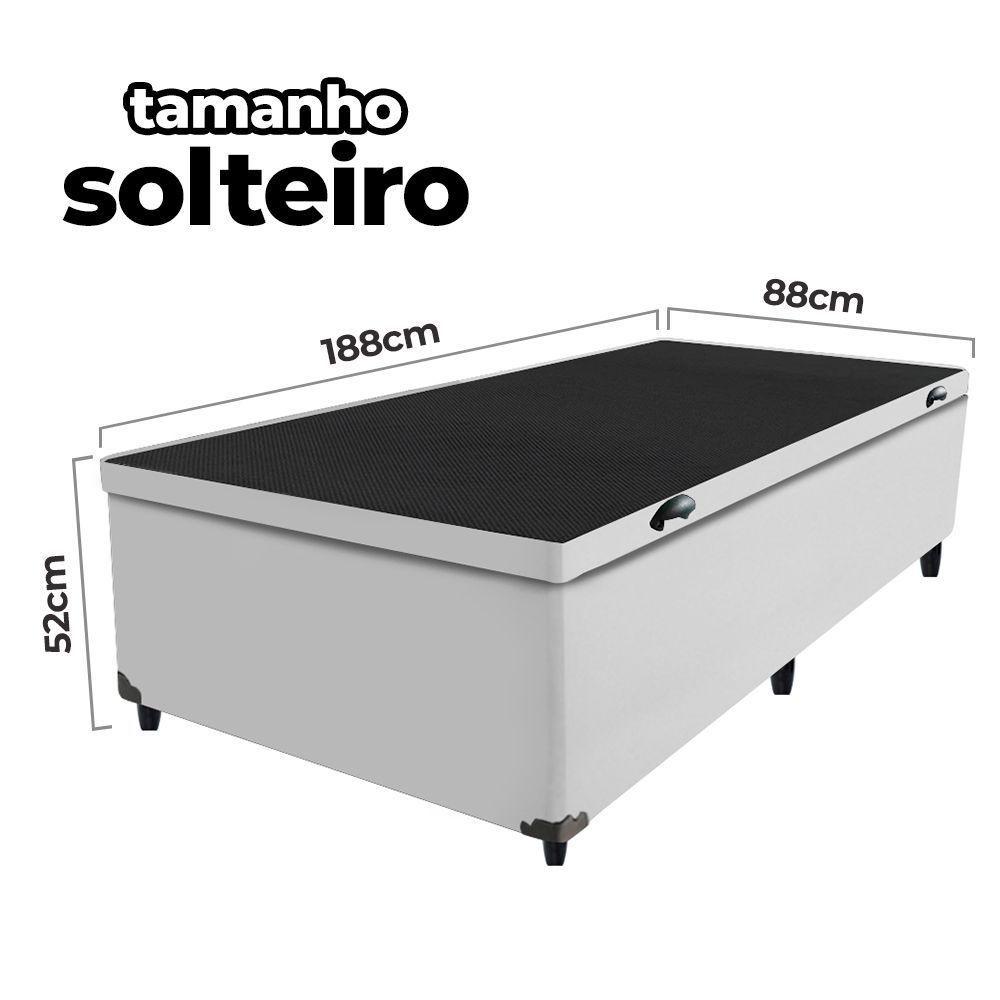 Cama Box Baú Solteiro 88x188x41cm + 1 Travesseiro Fl - Colchomax Branco Sintético - 2
