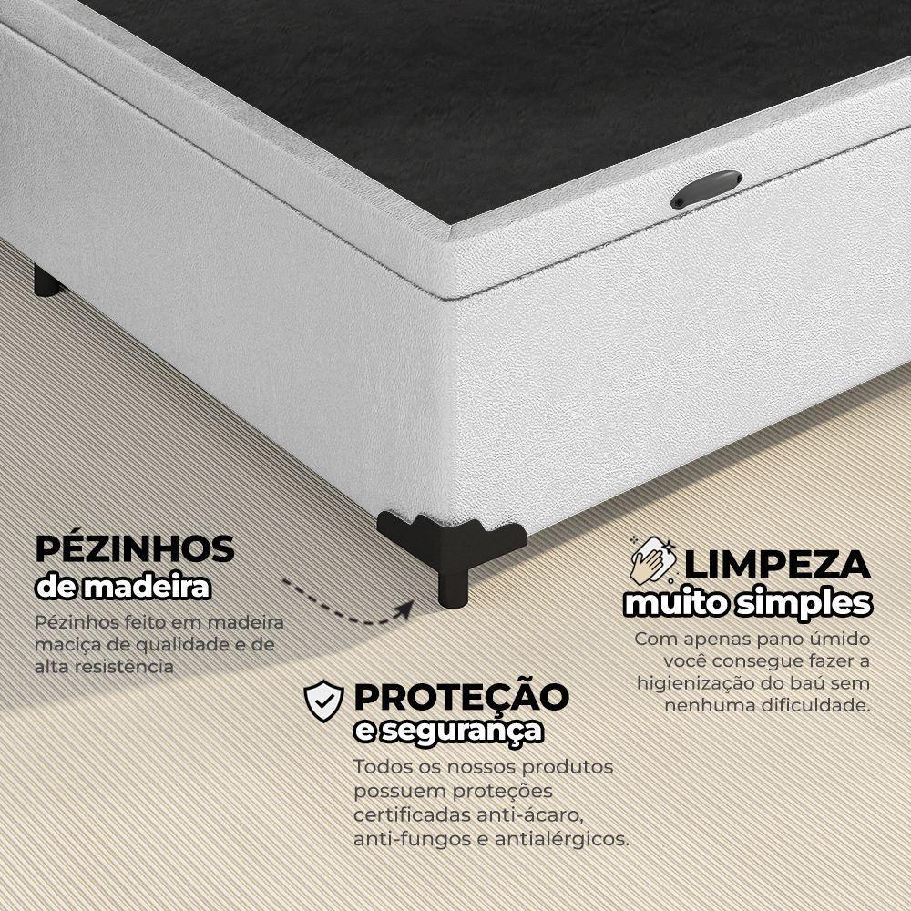 Cama Box Baú Solteiro 88x188x41cm + 1 Travesseiro Fl - Colchomax Branco Sintético - 5